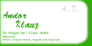 andor klauz business card